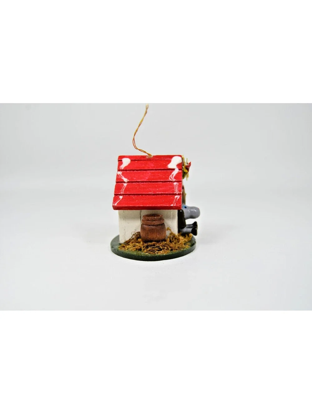 Dog in Dog House Wood Christmas Ornament Noel Vintage Germany Hand Painted Noel